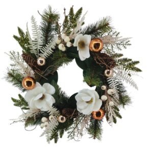 Christmas wreath with white flowers