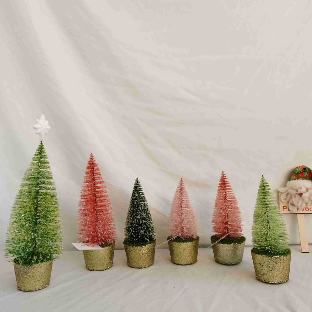 Mini Christmas tree tabletop decorations with a classic red and green color combination will add a touch of festive atmosphere to your home.