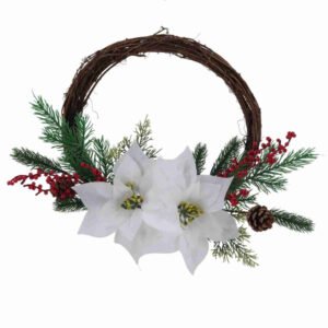 White Poinsettia Christmas Wreath