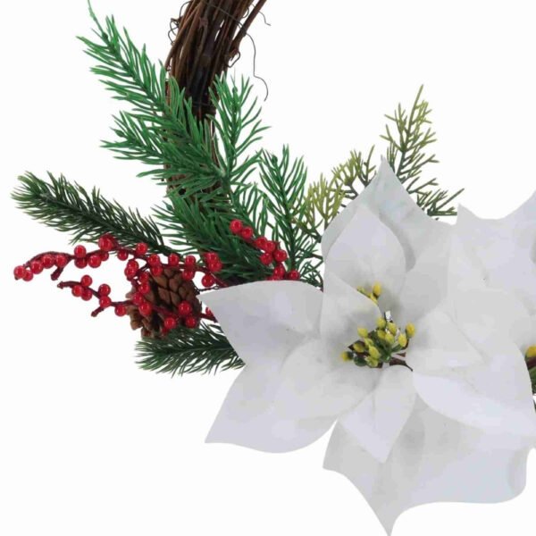 White Poinsettia Christmas Wreath