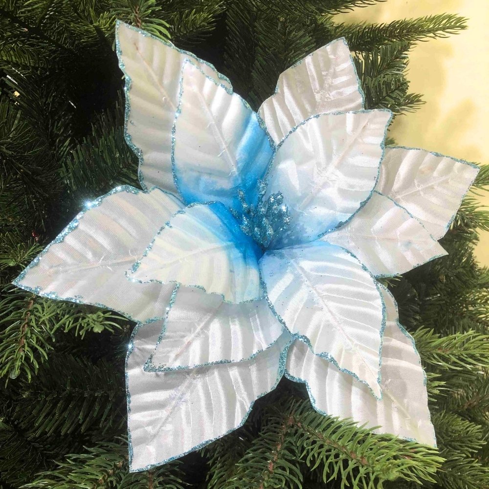 Decoração de flor de árvore de Natal azul