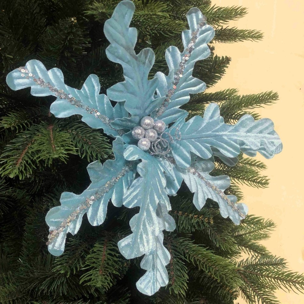 Blue Poinsettia Christmas Tree