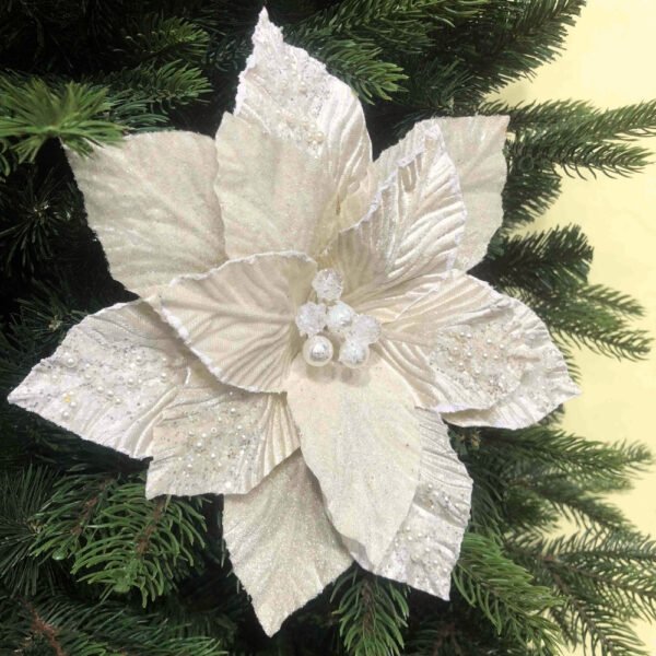 Cream Flower Christmas Tree Decorations
